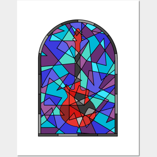 Church of Rock Stained Glass Red Special Guitar Posters and Art